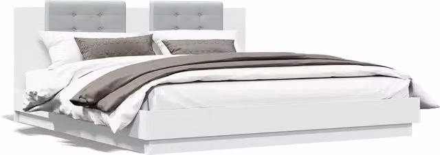 Giroletto con Testiera-Struttura letto con testiera Bianco 180x200 cm in Legno Multistrato