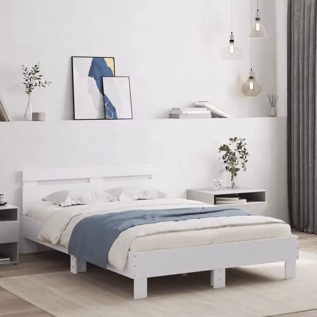 Letto con Giroletto e Testiera vidaXL in Legno Multistrato Bianco L/P/H: 200 x 120 x 70 cm