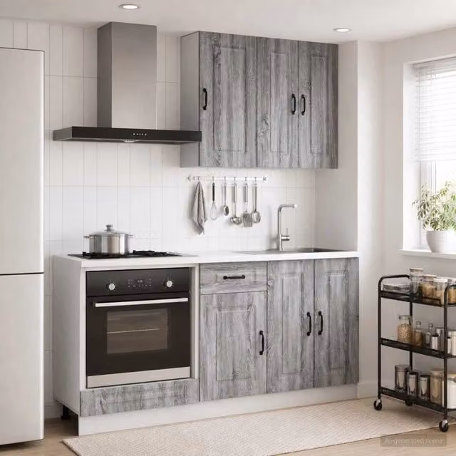 Unità Cucina KALMAR 5 pz Sonoma grigio Legno ingegnerizzato 3438241