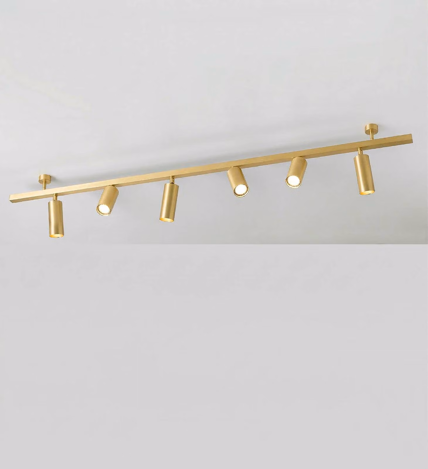 Cremasco Plafoniera 7535, ottone satinato, a 6 luci, GU10 dimmerabile, Ottone / Oro, Soggiorno / Sala da pranzo, Ottone, Moderno, Downlight