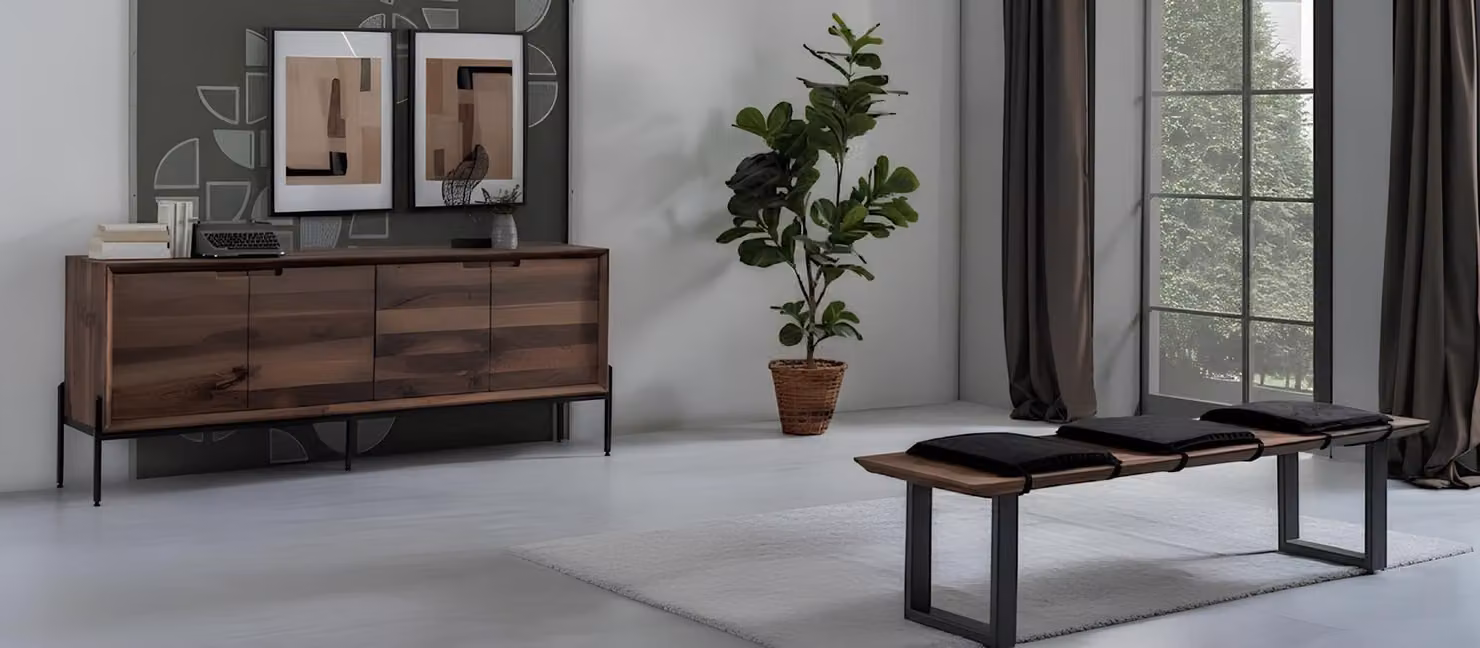 Credenza, panca, soggiorno, stile moderno, colore marrone, nuovo, comodo, legno
