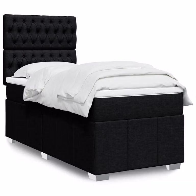 vidaXL Letto Ibrido con Materasso a Molle Insacchettate e Struttura Imbottita, Nero e Bianco, L/P: 90 x 200 cm
