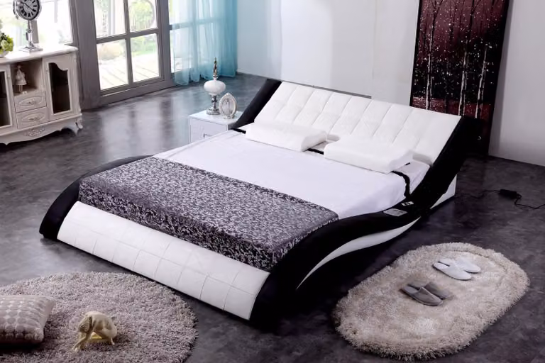 Bett Design Betten Digital USB Luxus Schlafzimmer Möbel Leder Doppel Hotel Sound