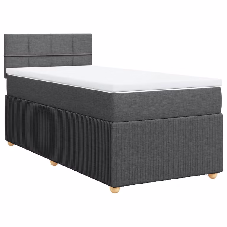Giroletto a Molle con Materasso Grigio Scuro 90x200 cm Tessuto
