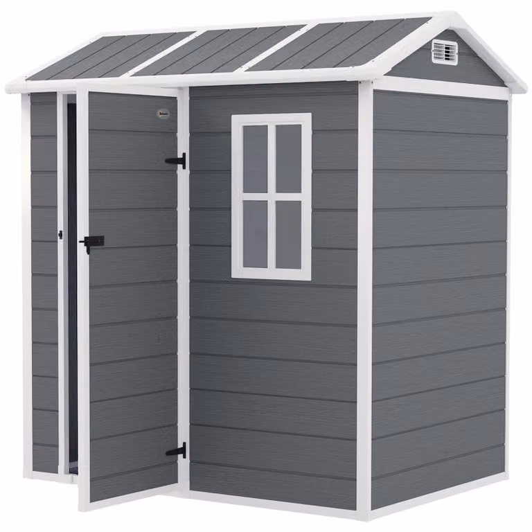 Casetta per attrezzi Outsunny in plastica 2,1 m² 186 x 130 x 199 cm, grigio