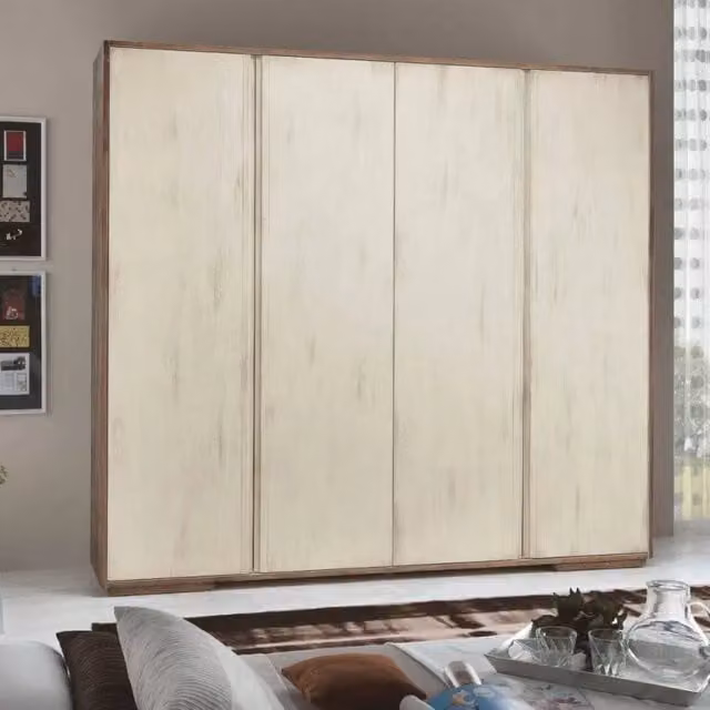 Armadio shabby chic a 4 ante in legno marrone con cassetti integrati MOBILI 2G L: 281 cm, P: 60 cm, H: 256 cm