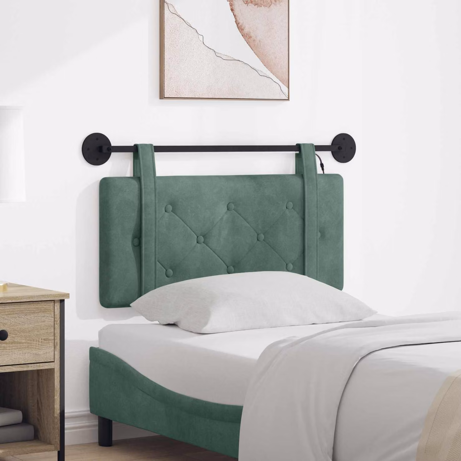 Testiera sospesa vidaXL in velluto verde con luce LED integrata