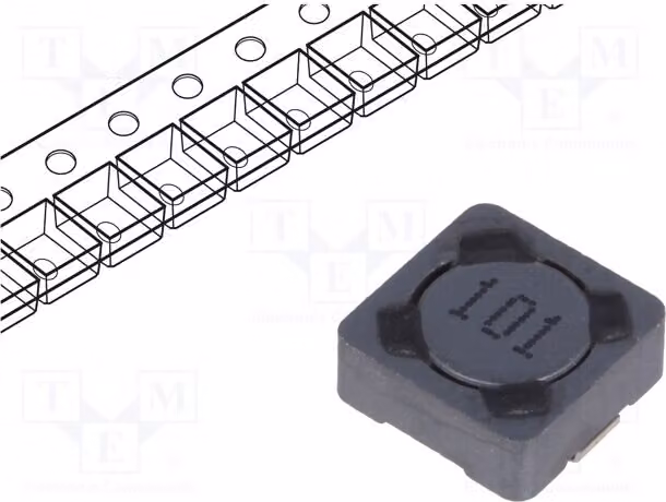 5 induttori: filo, 100 μH, 790 mΩ, 500 mA, tolleranza 20%, montaggio superficiale (SMD), dimensioni 7,3 x 7,3 x 3,4 mm, modello PCS73MT101, per applicazioni SMD