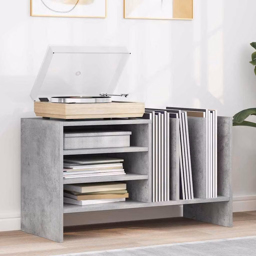 vidaXL Mobile porta vinili moderno Grigio cemento L: 78.5 cm, P: 35 cm, H: 45 cm