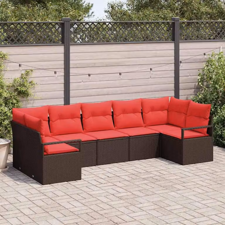 Maison Exclusive - Set di divani componibili, 7 pezzi, color marrone, in rattan sintetico