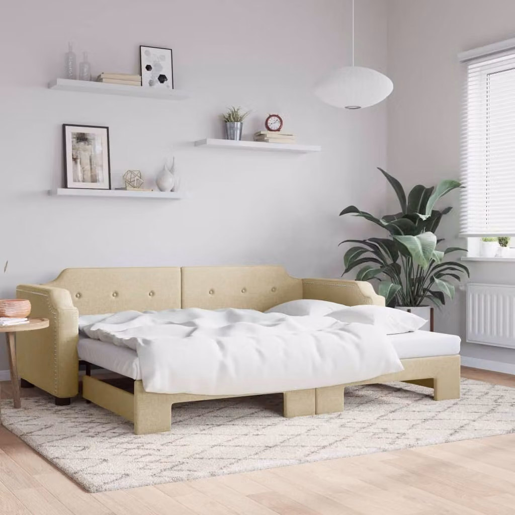Maison Exclusive - Divano letto estraibile color crema 90x200 cm in tessuto