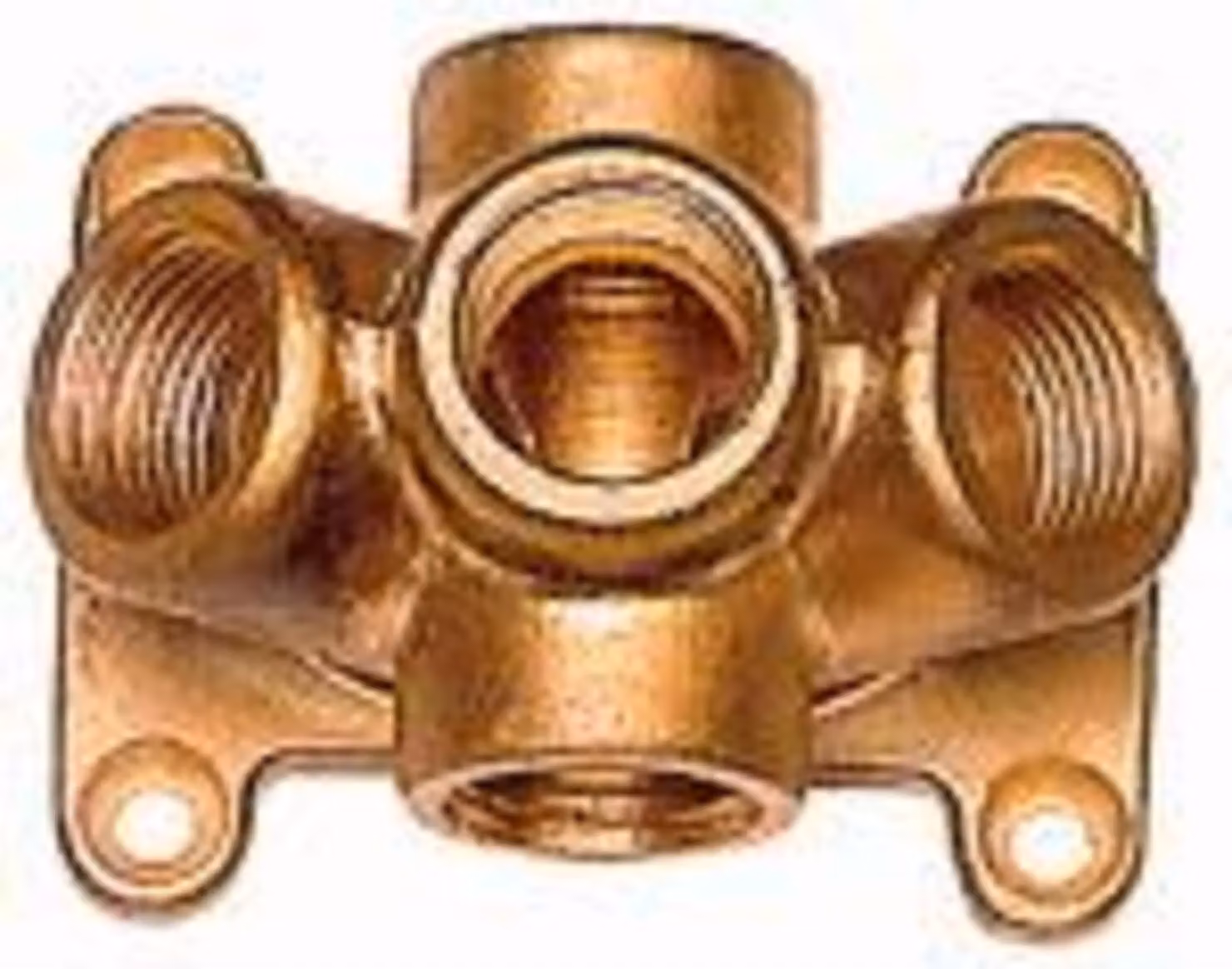 Collettore per montaggio a parete, ottone, 5 x G1/2" filettatura femmina, 3 attacchi sul lato anteriore, RIEGLER