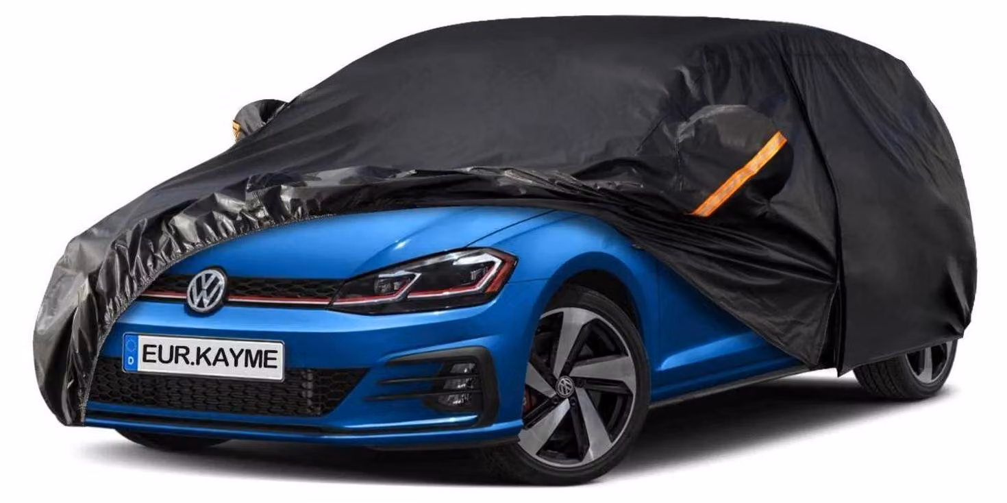 Copertura impermeabile e traspirante per auto, adatta a vetture con portellone posteriore inclinato, lunghezza da 415 a 450 cm, colore nero