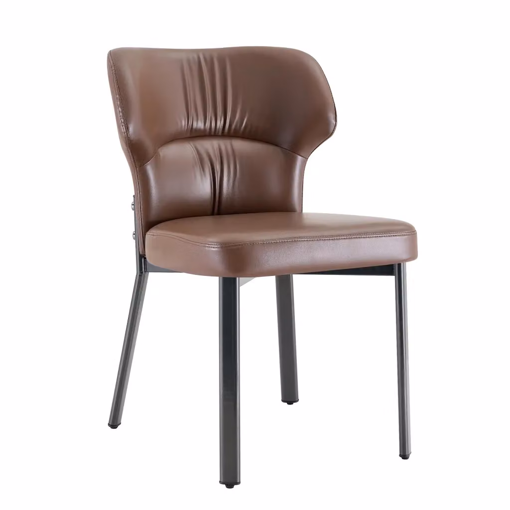 Set di 2 sedie da pranzo Chicfurn con seduta imbottita in similpelle marrone e struttura in metallo nero – 2