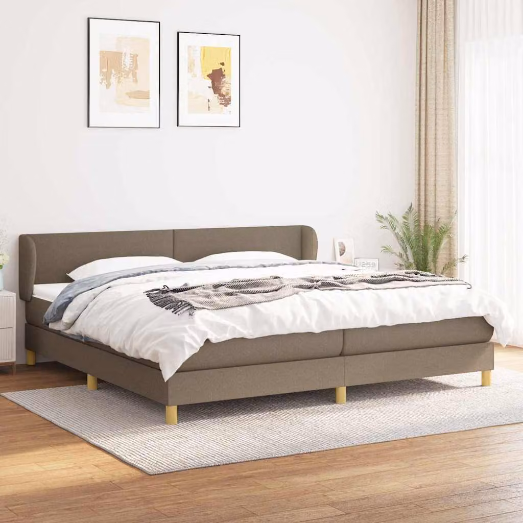 vidaXL Letto Ibrido con Giroletto a Molle e Materasso in Tessuto, L/P: 200 x 200 cm, Colore Tortora