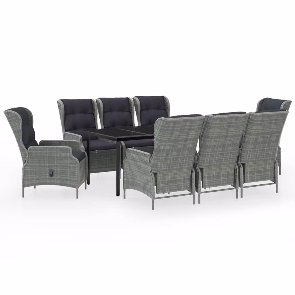 Set da Pranzo da Giardino 9 pz Grigio Chiaro