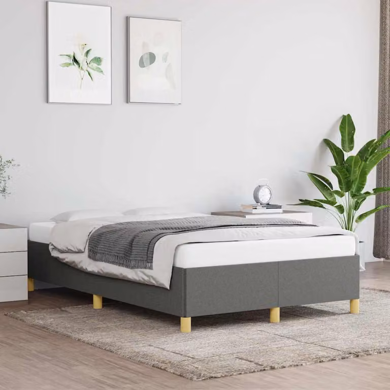 vidaXL Giroletto senza Materasso in Tessuto Grigio con Listelli in Legno di Pino L/P: 120 x 200 cm