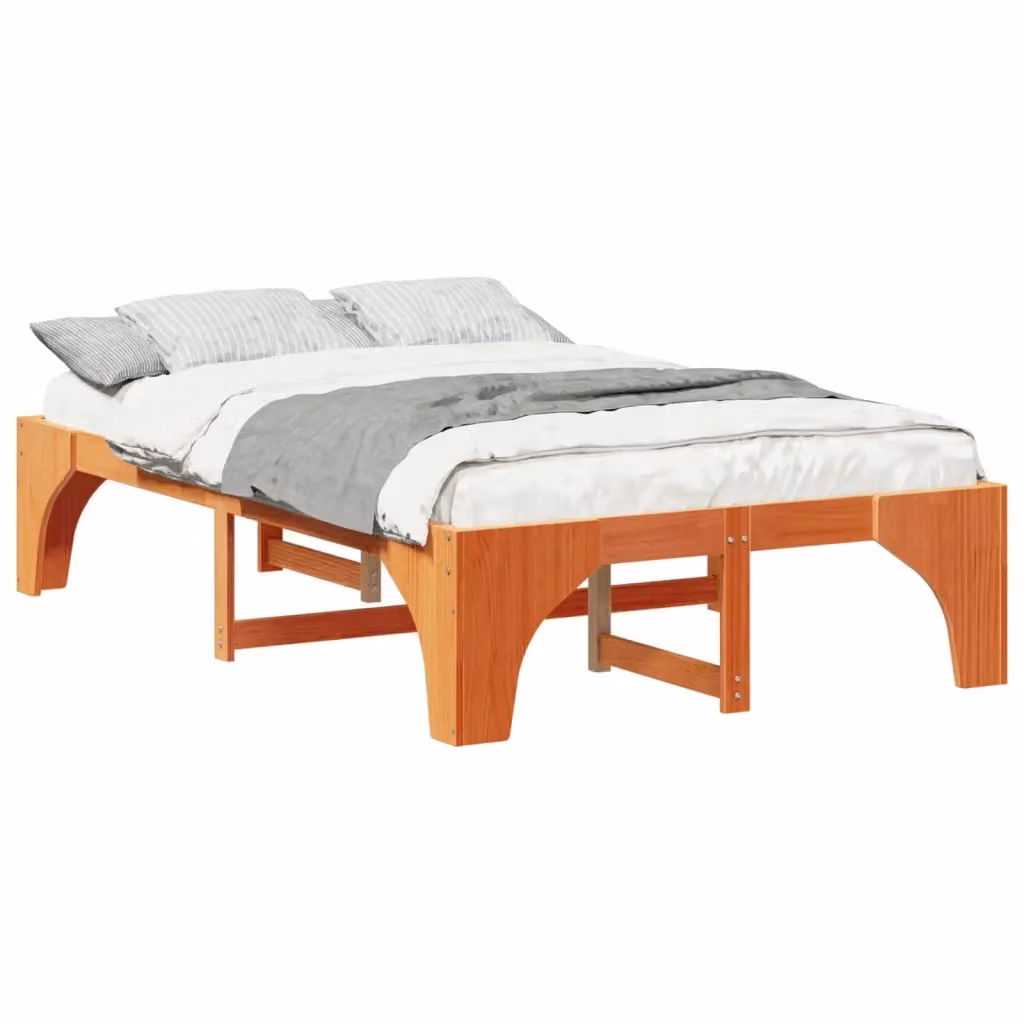Struttura letto moderna vidaXL in pino massello marrone L/P/H: 200 x 120 x 40 cm – 2