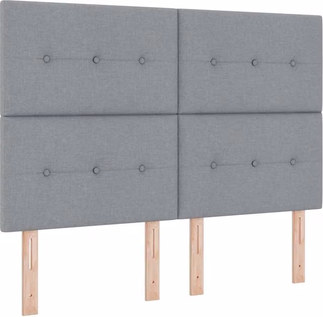 Testata del letto moderna con illuminazione LED integrata e porta di ricarica USB in tessuto grigio, Larghezza: 144 cm