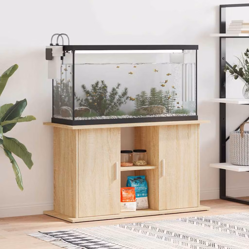 vidaXL Supporto per acquario in legno ingegnerizzato rovere Sonoma, L: 101 cm, P: 41 cm, H: 58 cm