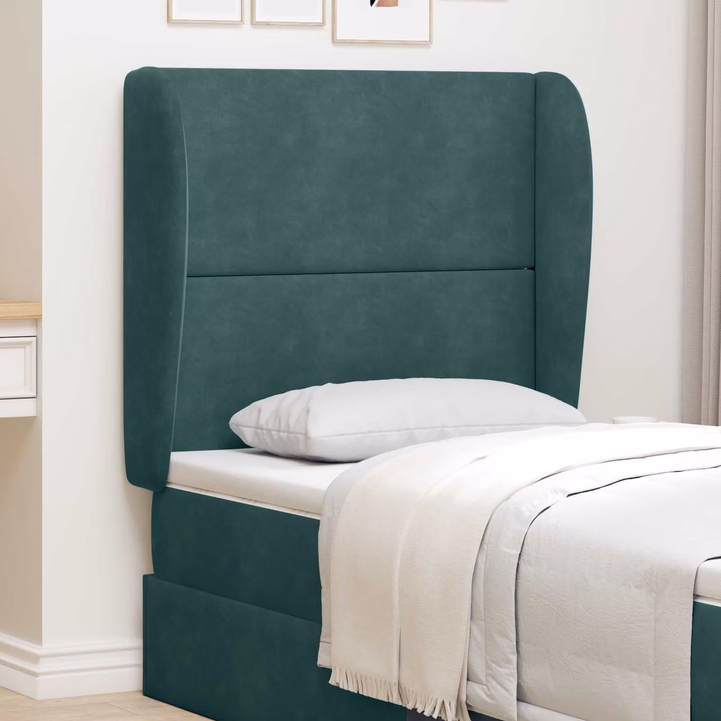 Testata del letto moderna vidaXL in velluto verde con pannello imbottito e struttura in legno