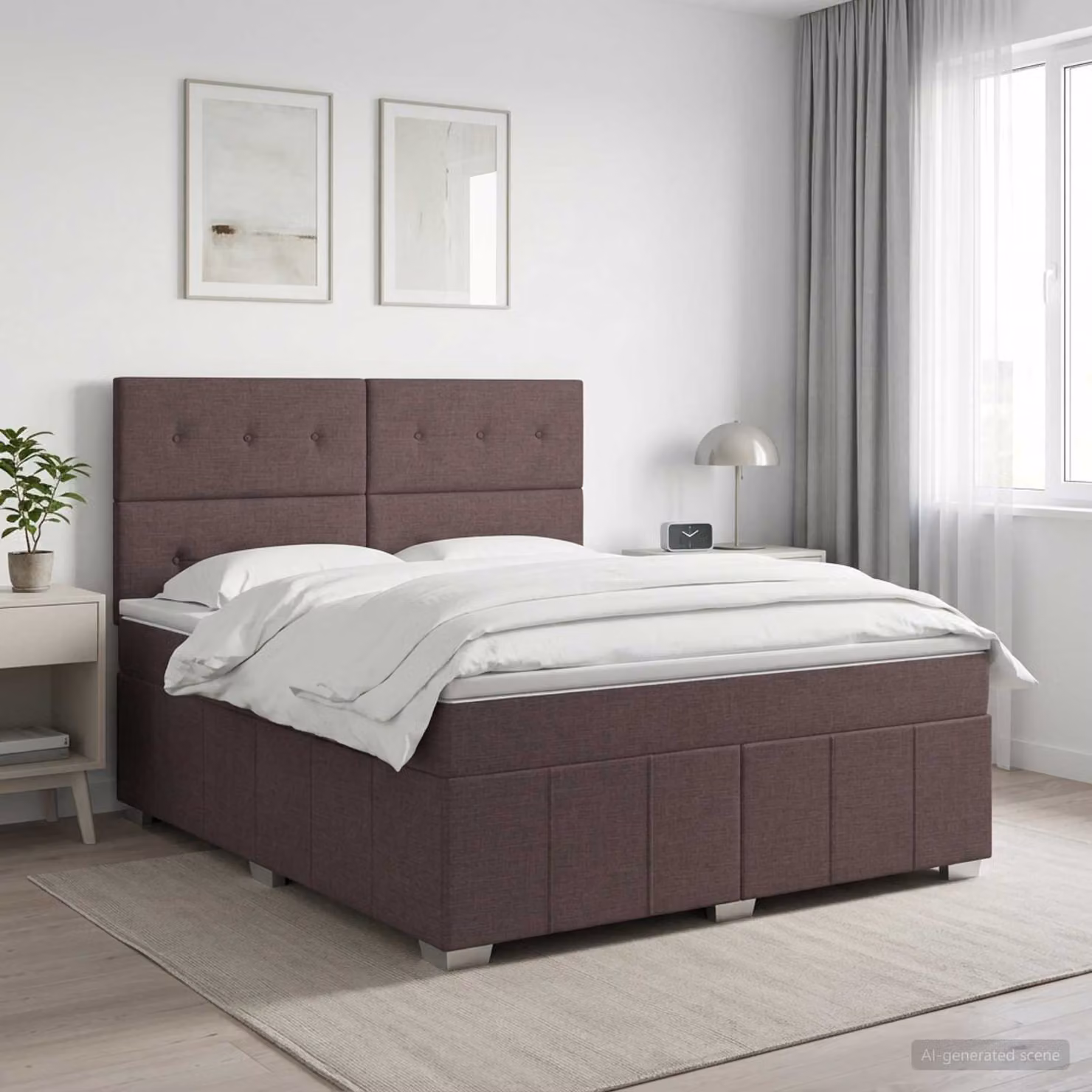 vidaXL Letto box spring con materasso a molle insacchettate, Marrone e Bianco, L/P/H: 200 x 140 x 144 cm