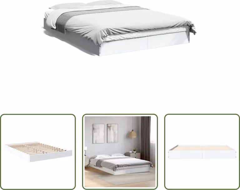 The Living Store Struttura letto bianca 135x190 cm in legno