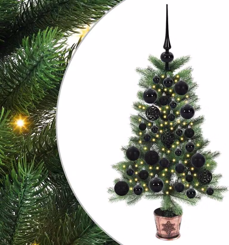 Albero di Natale con 150 LED con supporto Verde 65 cm PE