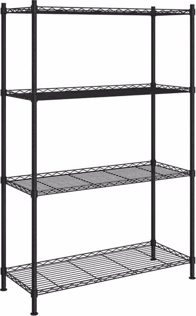 Scaffale portaoggetti a 4 ripiani 90 x 35 x 137 cm nero capacità 200 kg 02_0000695