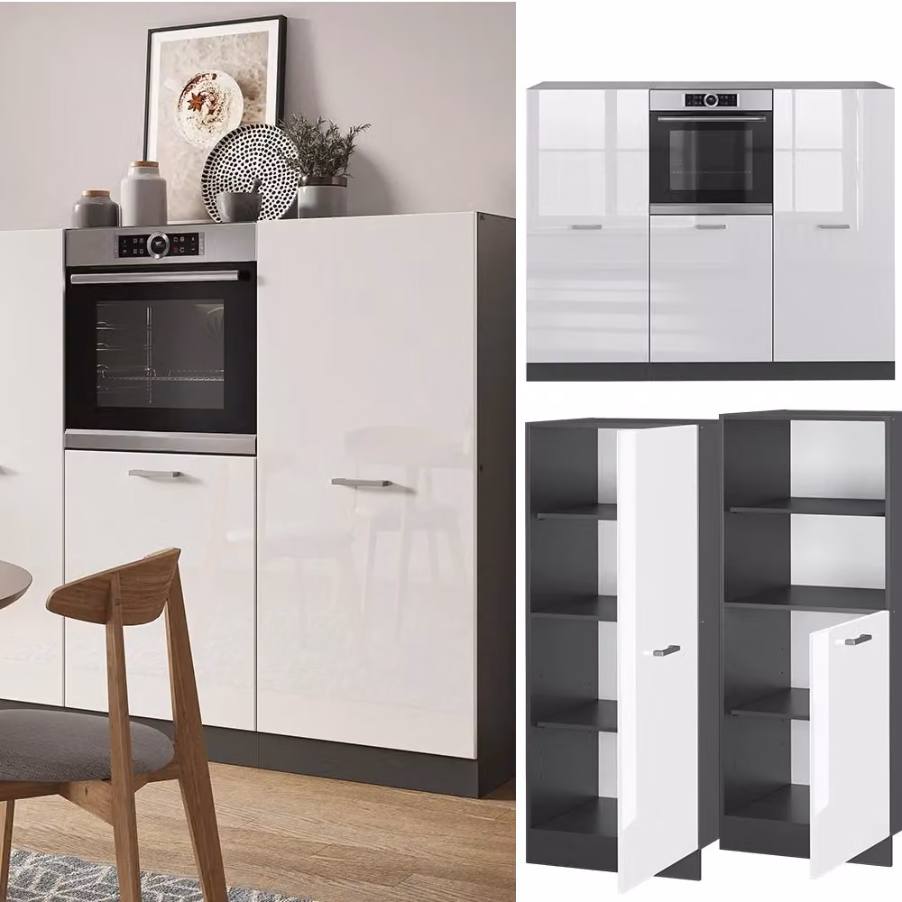 Cucina componibile moderna Vicco R-Line Bianco lucido e Antracite, larghezza 180 cm, senza piano di lavoro – 2