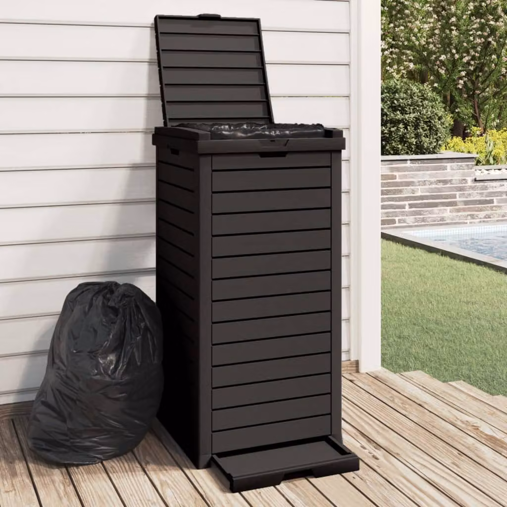 Cestino per rifiuti da esterno con pedale vidaXL in polipropilene nero L/P/H: 41 x 41 x 86 cm
