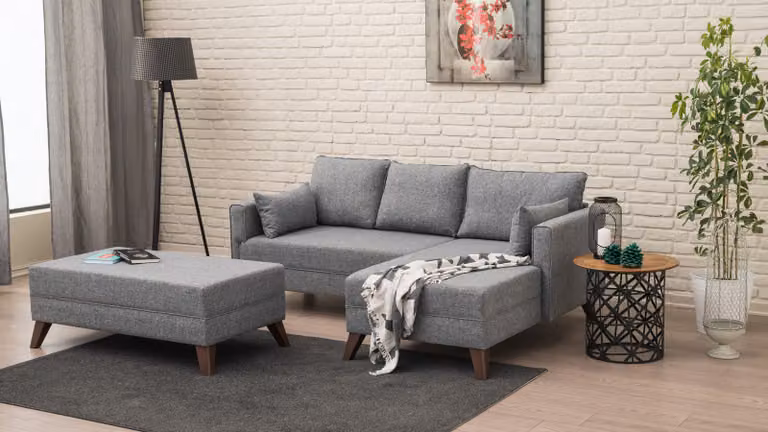 Hanah Home, Bella- BLC1504, grigio, divano letto, struttura: Legno / MDF