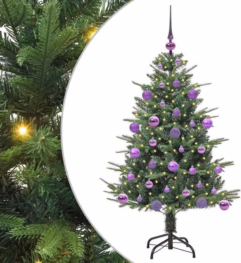 Albero di Natale artificiale preilluminato con pallina verde