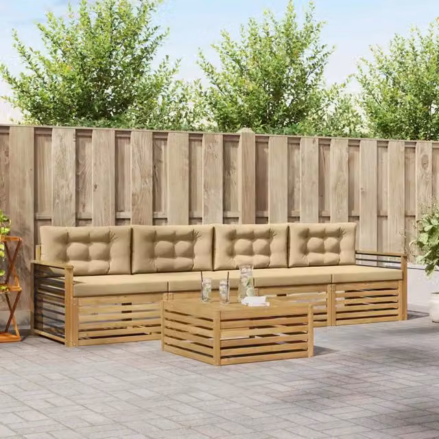 Set di divani da esterno 5 pz Bianco e Beige 3390018