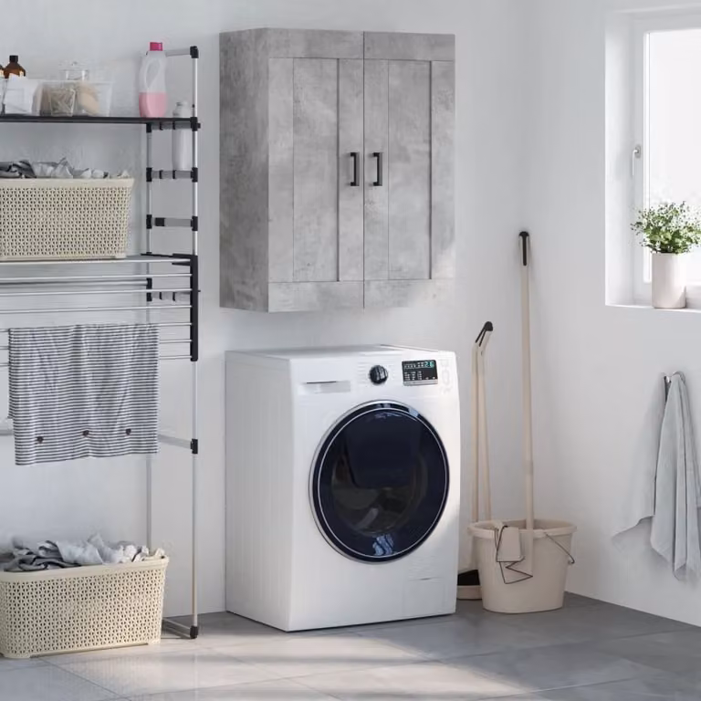 Mobile a parete vidaXL in stile moderno, colore grigio cemento, L: 69,5 cm, P: 34 cm, H: 90 cm