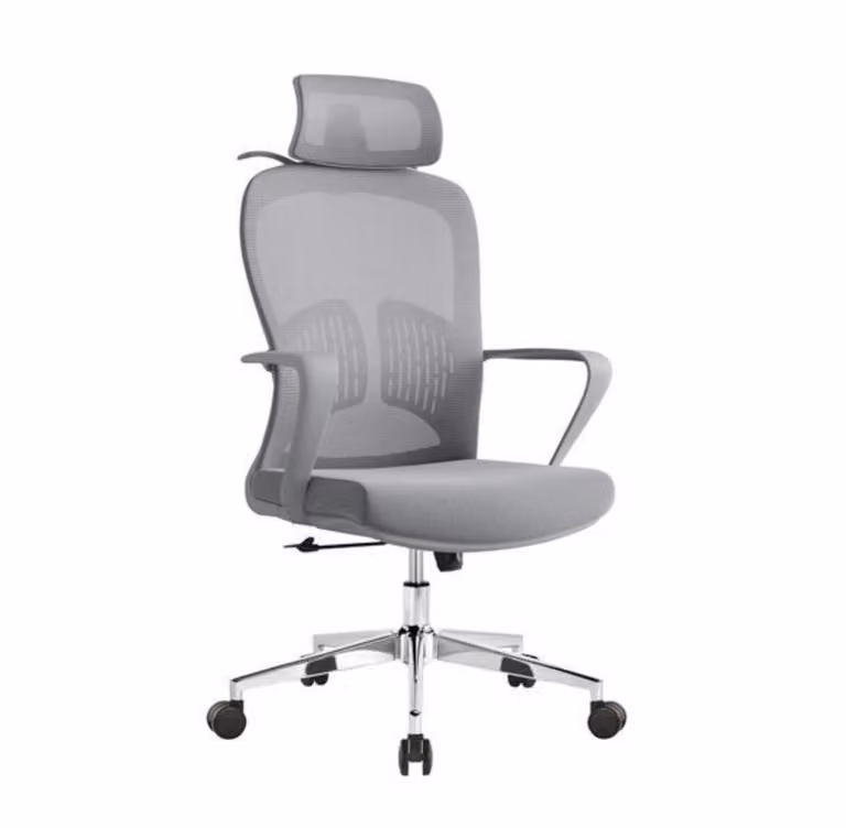 Sedia da ufficio ergonomica Baby Mix con poggiatesta e supporto lombare, grigia