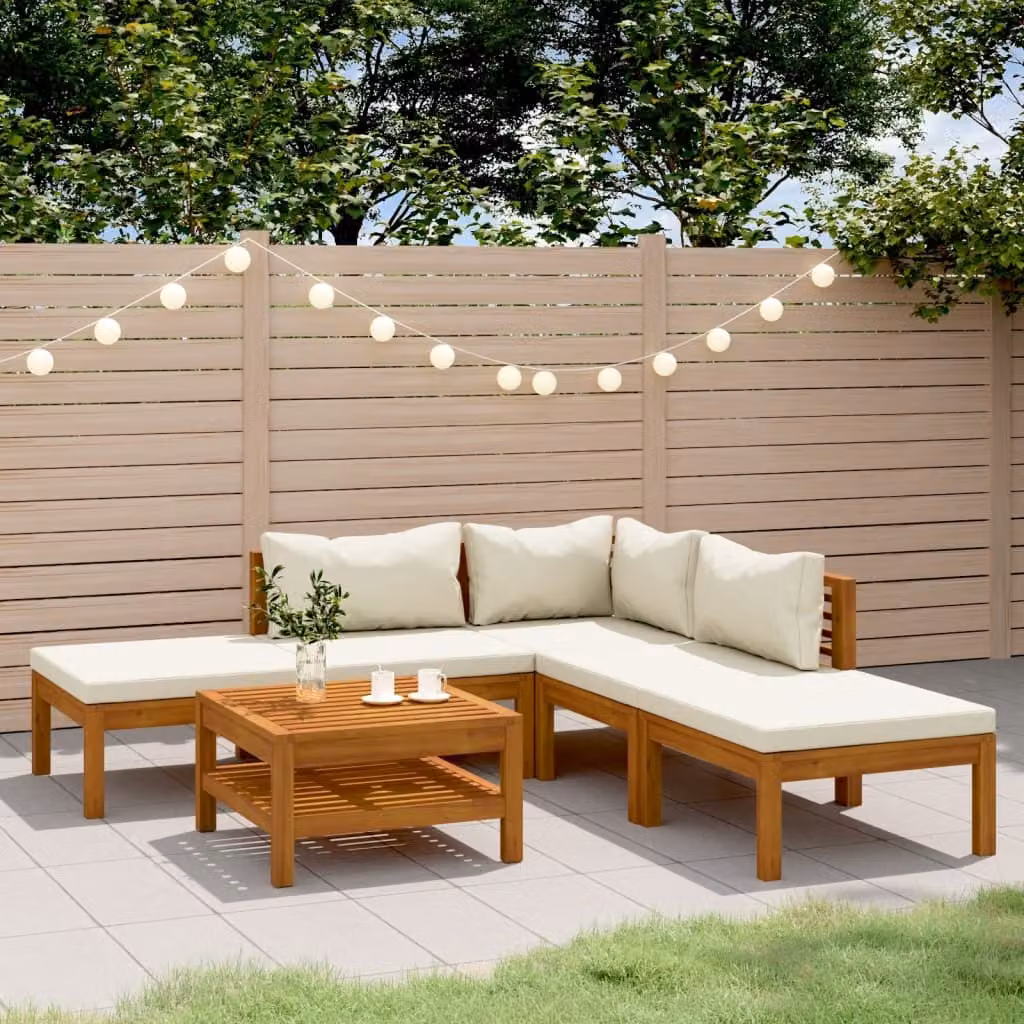 Maison Exclusive - Set da giardino da 6 pezzi con cuscini color crema, in legno massello di acacia