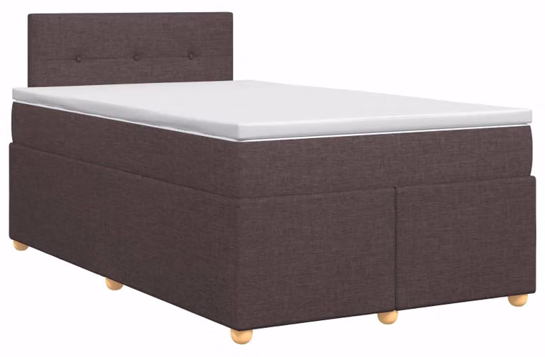 Letto a molle con materasso marrone scuro 120 x 190 cm in tessuto