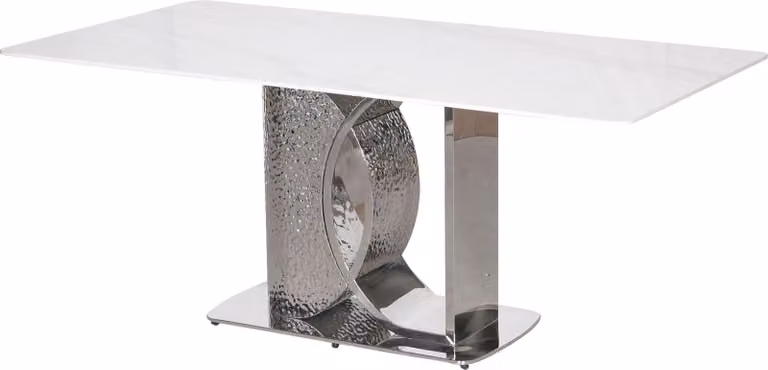 FURNLUX Tavolo da pranzo Modig Marble White And Silver 180cm / Colore principale: Bianco / Dimensioni: 180 x 75 x 90 cm