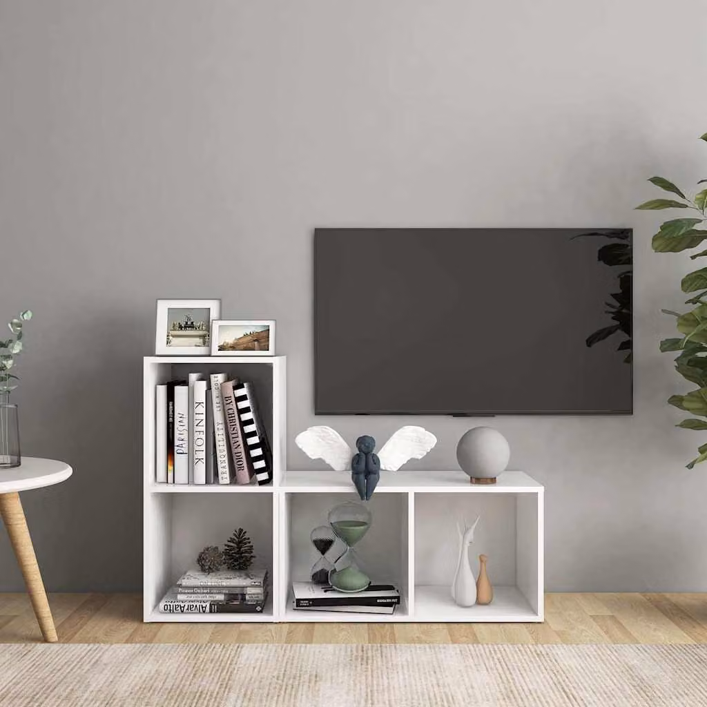 Set di 2 mobili porta TV vidaXL in legno multistrato bianco, L 72 cm x P 35 cm x H 36,5 cm