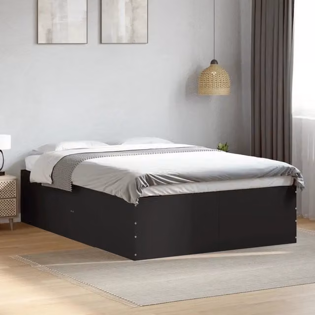 Giroletto vidaXL in legno multistrato nero per camera da letto L: 135 cm, P: 193 cm, H: 45 cm