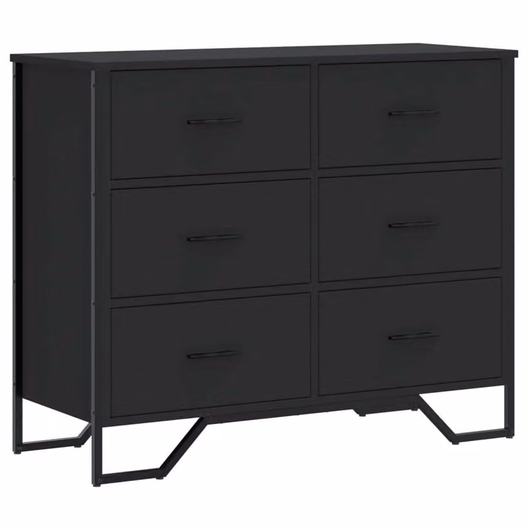 Cassettiera Nera 91x35,5x74,5 cm in Truciolato