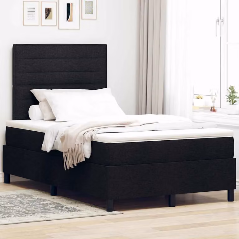 Letto a molle con materasso e illuminazione LED vidaXL, Nero, L/P/H: 120 x 200 cm