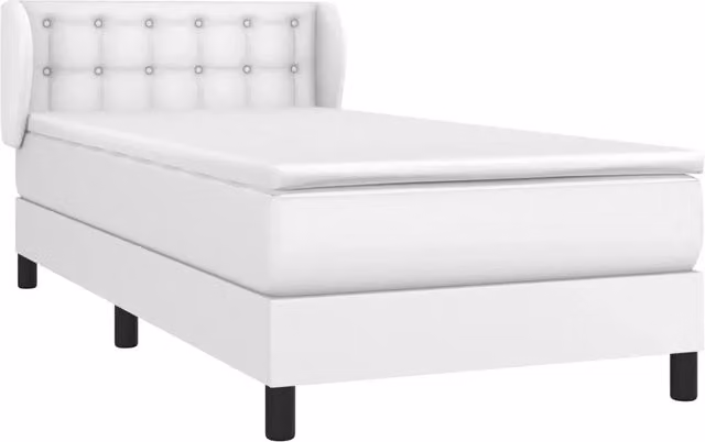 Letto singolo | Letto per adulti | Giroletto a Molle con Materasso Bianco 90x200 cm in Similpelle