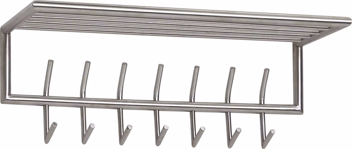 WOHNLING appendiabiti da parete in metallo argento 74,5x29x30 cm appendiabiti da corridoio con mensola gancio binario pannello da parete appendiabiti in acciaio parete con cappello scaffale appendiabiti binario