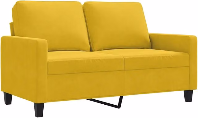 Divano moderno da soggiorno in velluto giallo con struttura in metallo L/P/H: 138 x 77 x 80 cm – 1