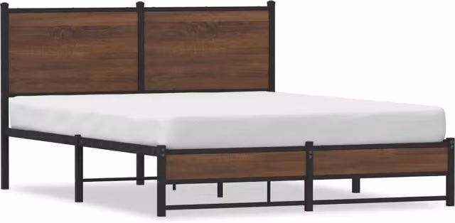 Letto matrimoniale | Letto per adulti | Giroletto senza Materasso in Metallo Rovere Marrone 140x190 cm