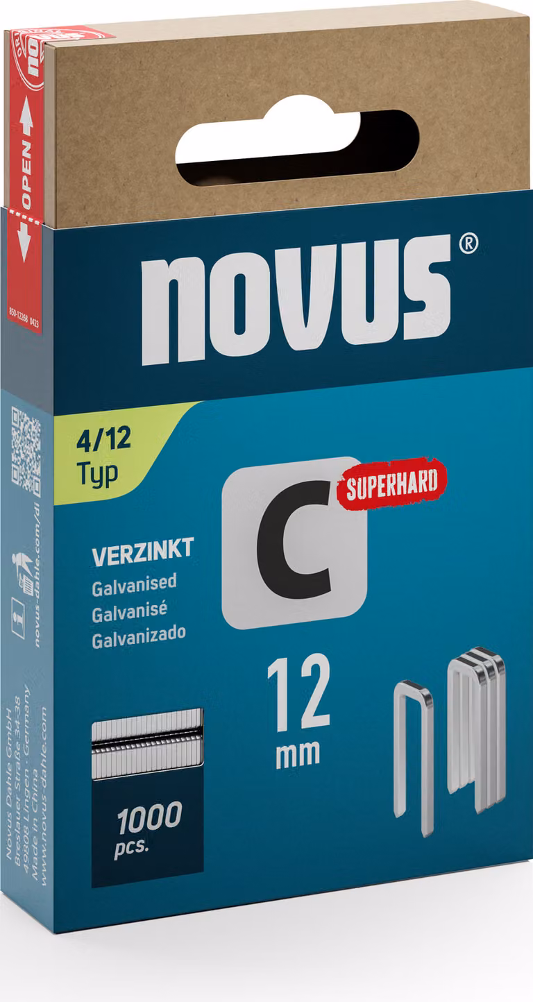 Morsetto posteriore stretto tipo C 4 l.6mm gamba l.12mm filo l.1,1mm 1000 pz.NOVUS
