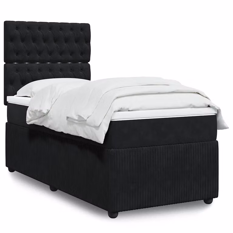 vidaXL Giroletto a Molle con Materasso in Velluto Nero L: 200 cm, P: 100 cm