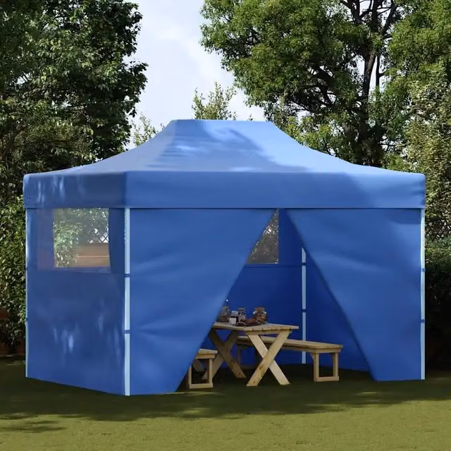 Tenda Pieghevole Pop-Up Videx con 4 Pareti Laterali Blu L/P/H: 4,5 x 3 x 2,91 m – 1